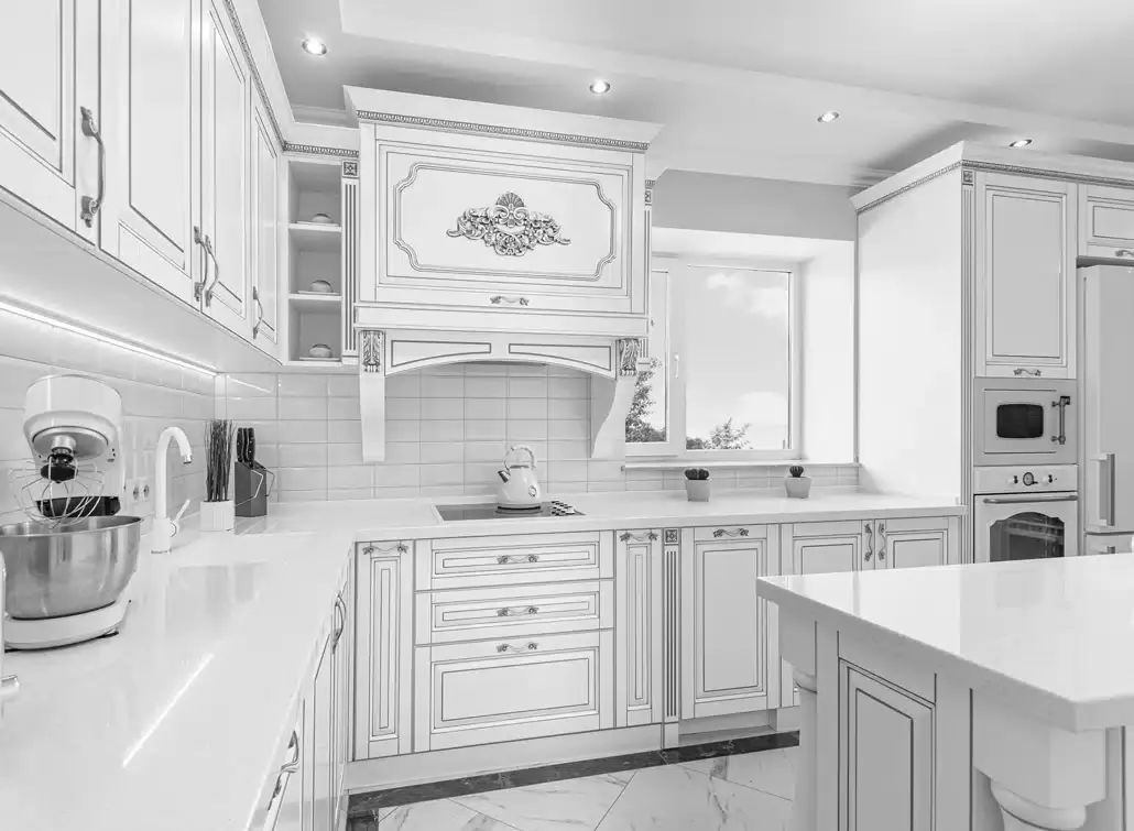 Neoclassic style luxury kitchen interior